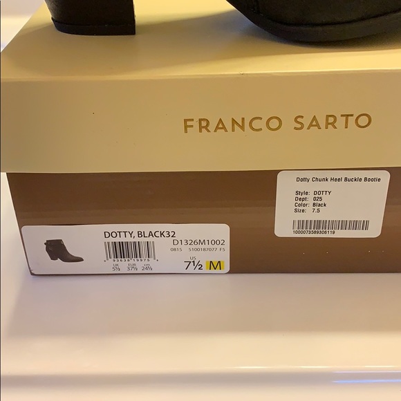 Franco Sarto Dotty Black32 Leather Bootie 7.5 New - Picture 2 of 5
